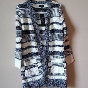 Papillon - Stripe Knit Fringe Cardigan size M gently used